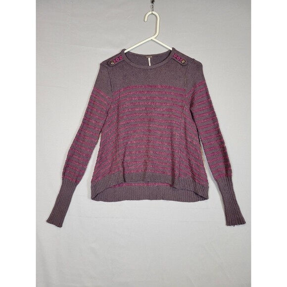 Free People Sweater Womens Small Striped Wool Angora Blend Oversized Casual - Picture 1 of 10